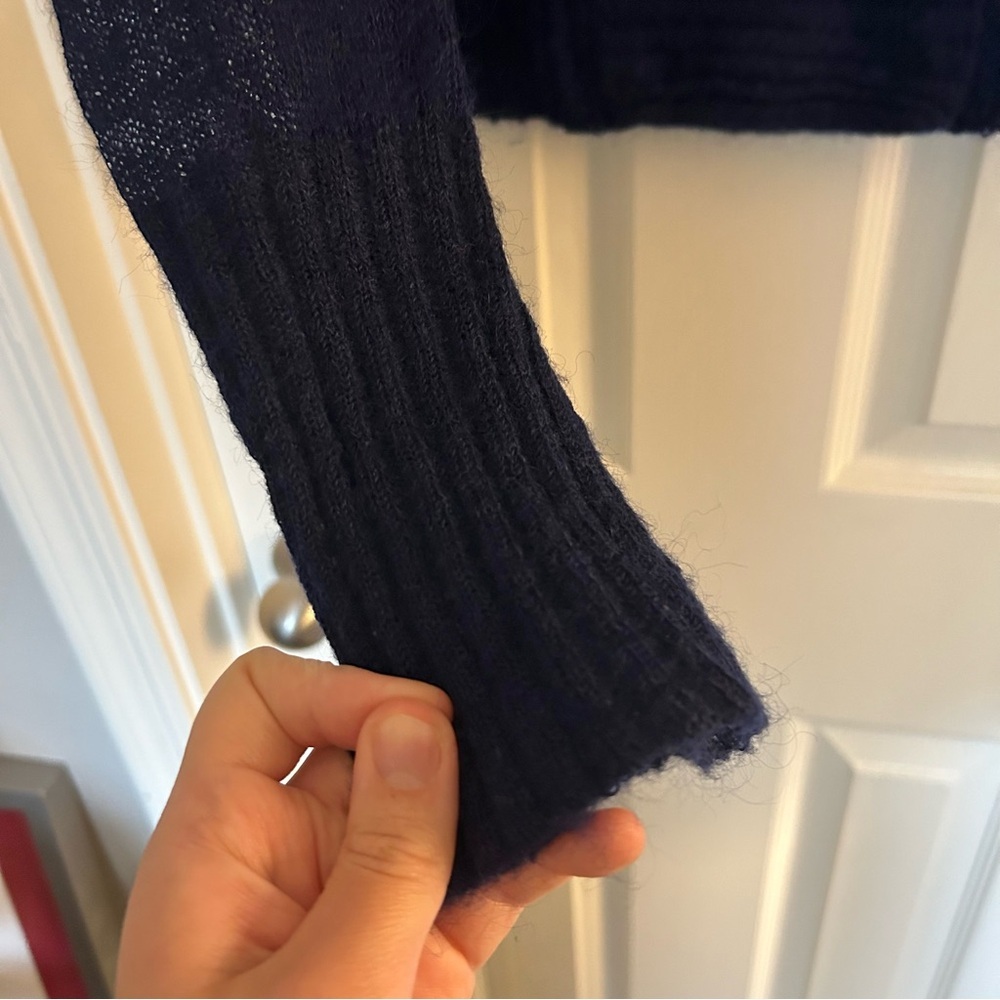 Comptoir Des Cotonniers Womens Mohair Blend Navy Blue Light Sweater Size Large - Picture 5 of 12